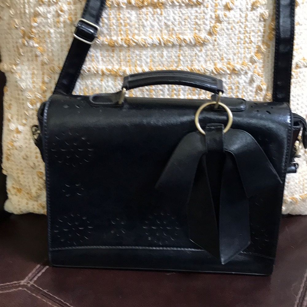 Black leather mail bag/computer bag